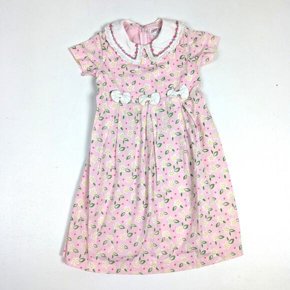 Vtg 90s Copper Key Dress Girls SZ 3T Midi/Maxi Pink Floral Cottagecore Girly - Picture 1 of 5